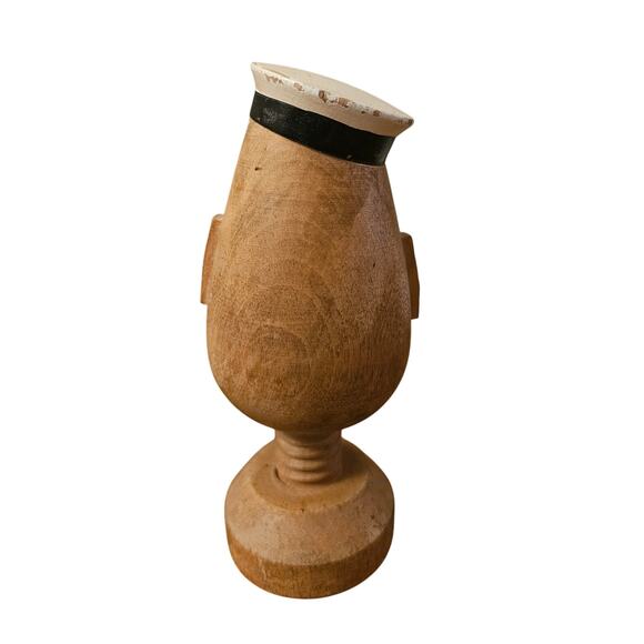 Vintage Hand Painted Carved Wood Winking Sailor Hand Screw Nutcracker (gg239) - Picture 3 of 5